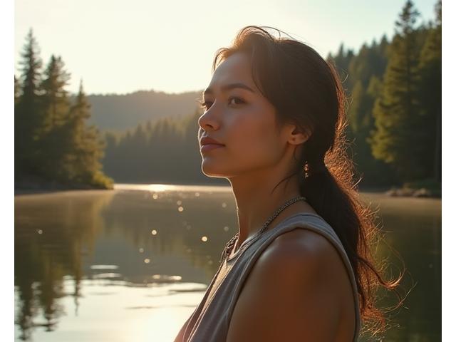 Founder exploring Algonquin Park with a serene lake and forest in the background